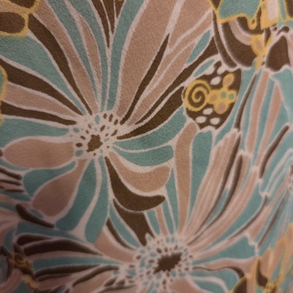 Nylon by Dex 100% Silk Floral Midi Dress - Blue/Brown - Size S - Picture 7 of 8